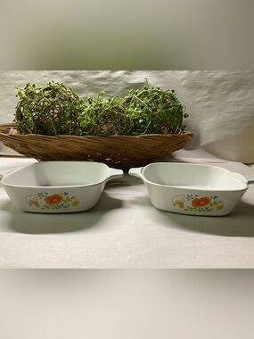 Vintage Corning Ware Floral Petite Baking Dishes 2 | 1 3/4 Cup Casserole Dishes